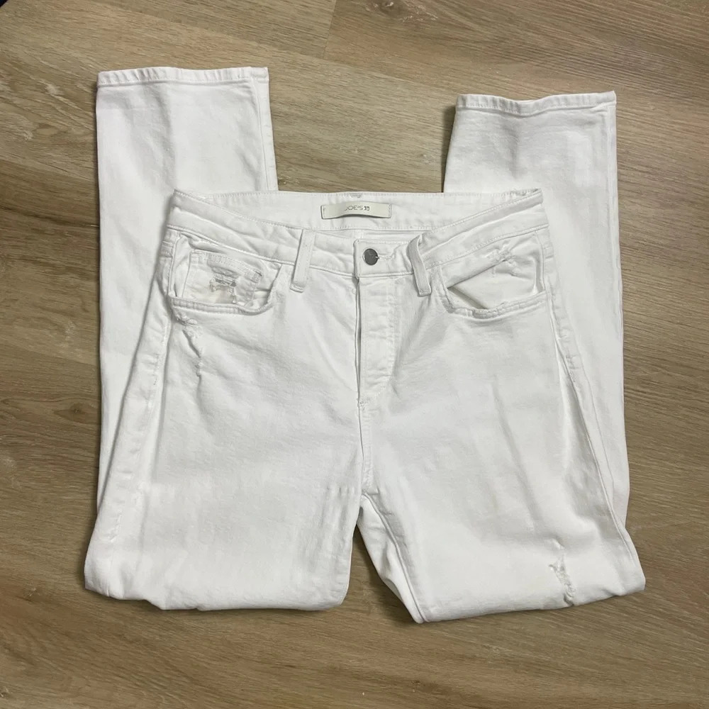 Joe's Mid Rise Slim Tomboy Crop‎ Jeans The Scout Sz 27 White Distressed Spring